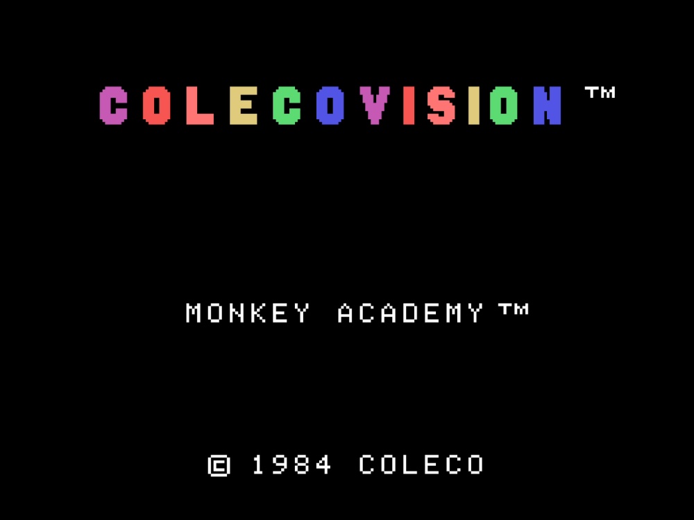 Title Screen of Monkey Academy for Colecovision